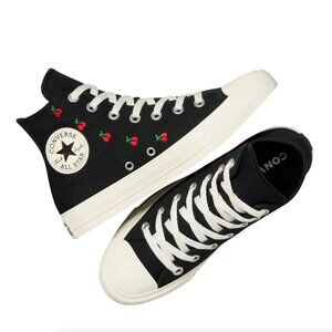 Converse Womens' Chuck Taylor All Star Hi Top Sneakers, Cherries Black/Egret/Red